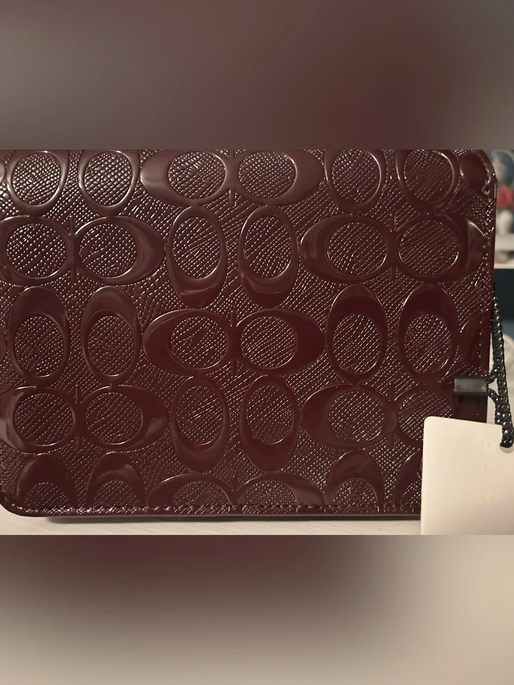Glossy embossed Women's mini purse /wallet in deep burgundy
